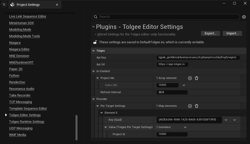 Tolgee Editor Settings